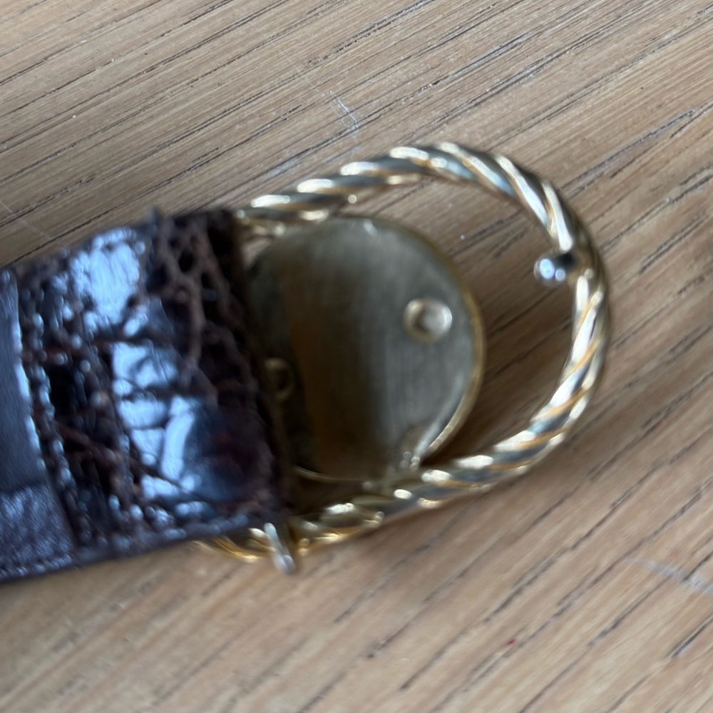 GUCCI VTG Crocodile Embossed Amber Jewel Brown Leather Belt Size Large - Picture 10 of 15